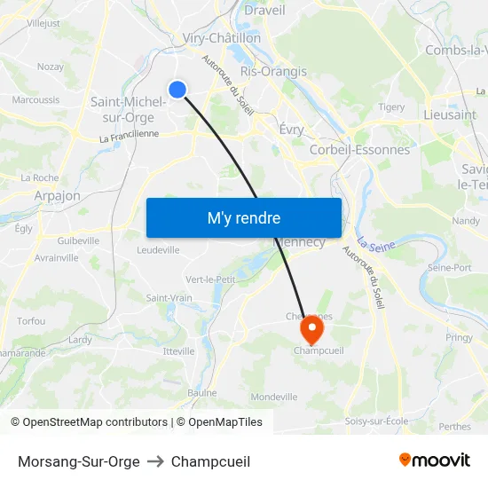 Morsang-Sur-Orge to Champcueil map