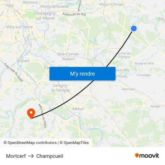 Mortcerf to Champcueil map