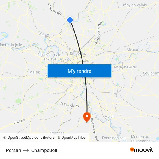 Persan to Champcueil map
