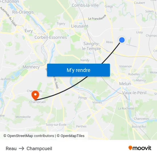 Reau to Champcueil map