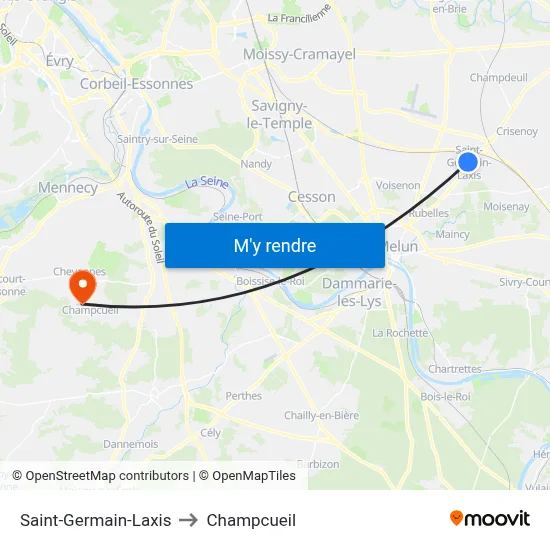 Saint-Germain-Laxis to Champcueil map