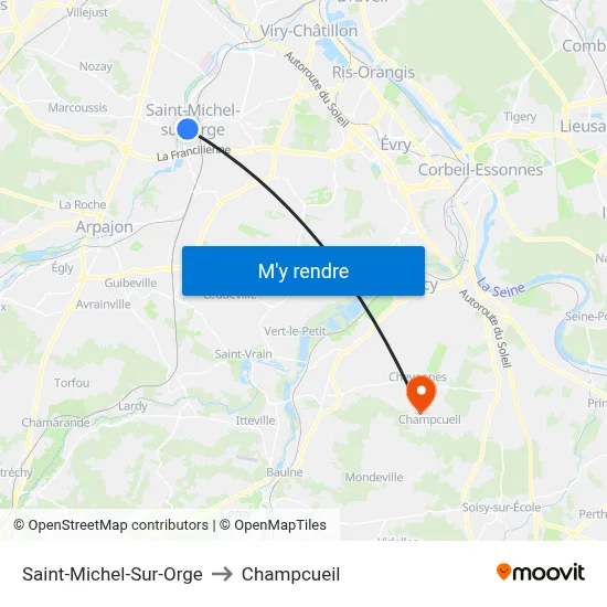Saint-Michel-Sur-Orge to Champcueil map