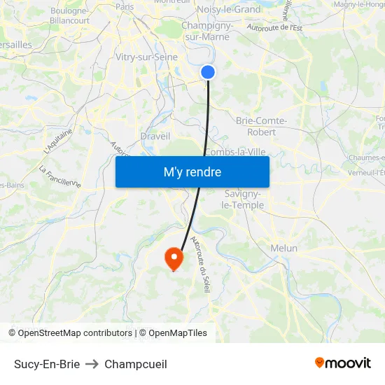 Sucy-En-Brie to Champcueil map