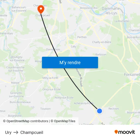 Ury to Champcueil map