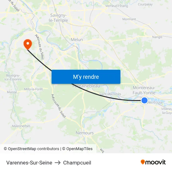 Varennes-Sur-Seine to Champcueil map