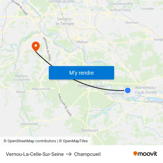 Vernou-La-Celle-Sur-Seine to Champcueil map