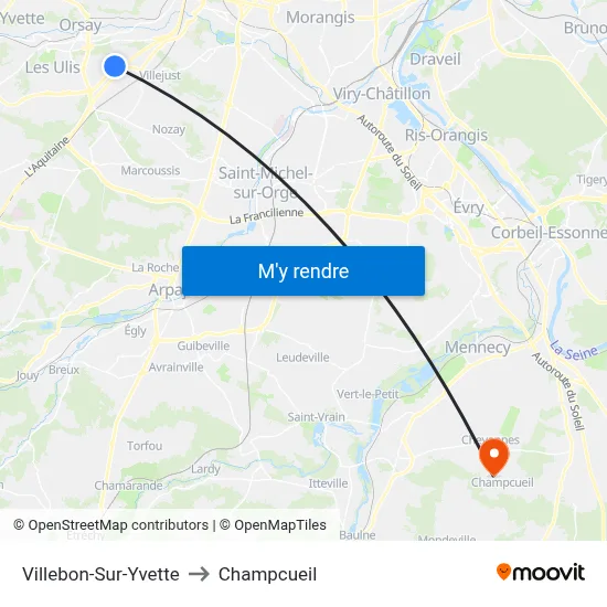 Villebon-Sur-Yvette to Champcueil map