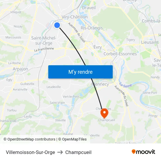 Villemoisson-Sur-Orge to Champcueil map