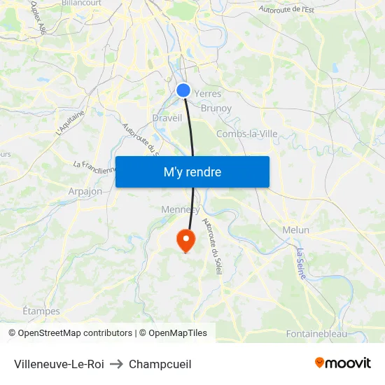 Villeneuve-Le-Roi to Champcueil map