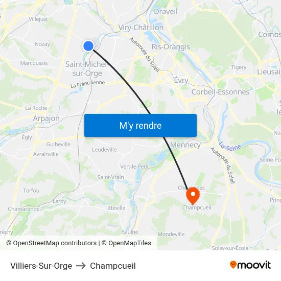 Villiers-Sur-Orge to Champcueil map