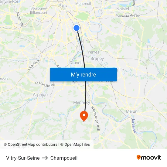 Vitry-Sur-Seine to Champcueil map