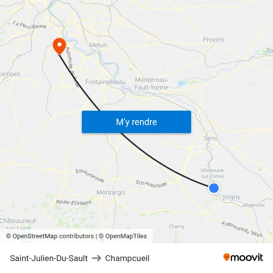 Saint-Julien-Du-Sault to Champcueil map