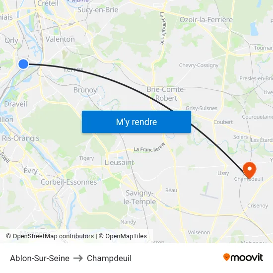 Ablon-Sur-Seine to Champdeuil map