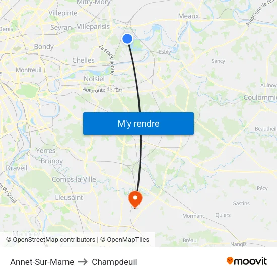 Annet-Sur-Marne to Champdeuil map