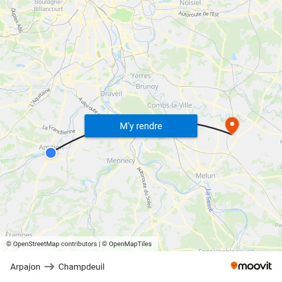 Arpajon to Champdeuil map