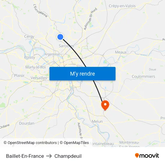 Baillet-En-France to Champdeuil map