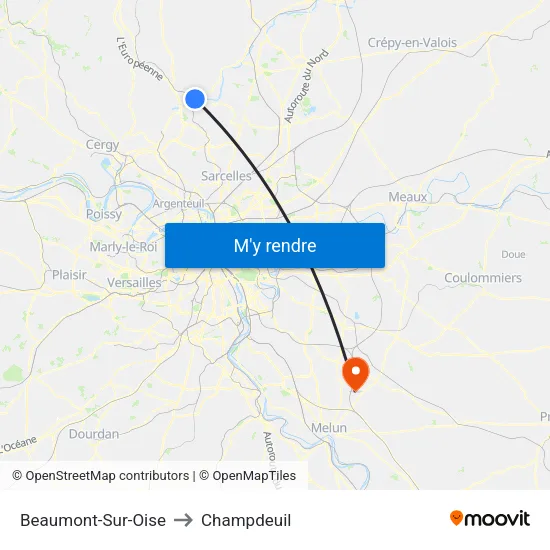 Beaumont-Sur-Oise to Champdeuil map
