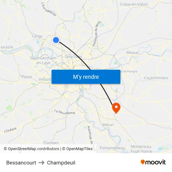 Bessancourt to Champdeuil map