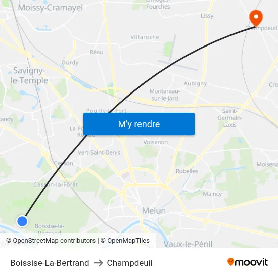 Boissise-La-Bertrand to Champdeuil map