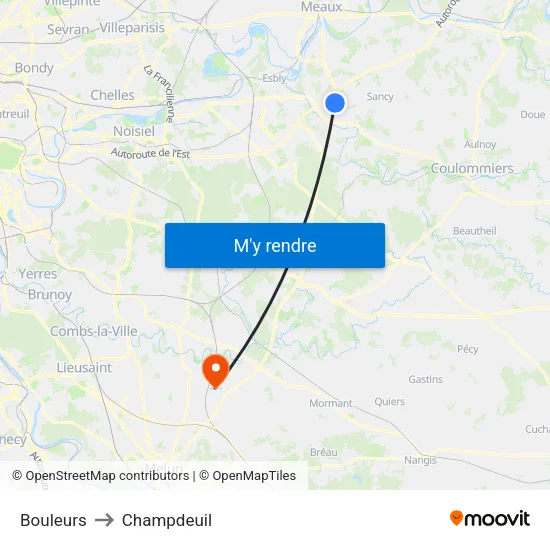 Bouleurs to Champdeuil map