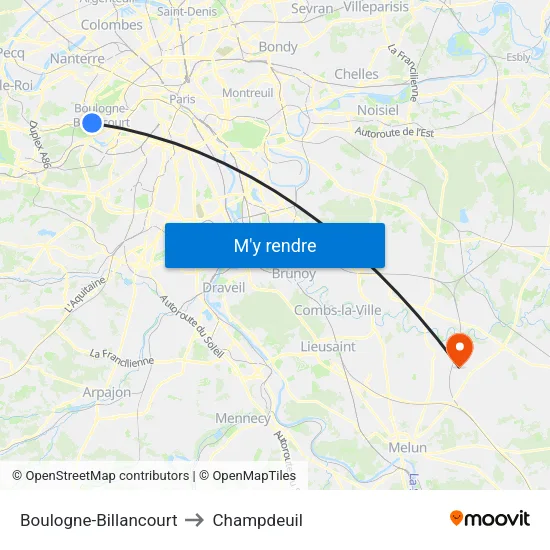 Boulogne-Billancourt to Champdeuil map