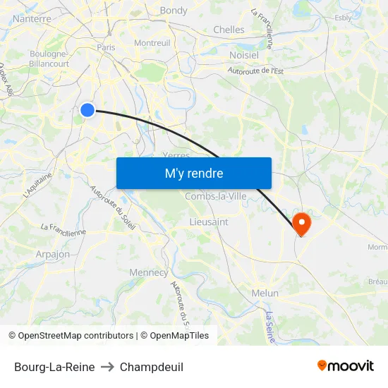 Bourg-La-Reine to Champdeuil map
