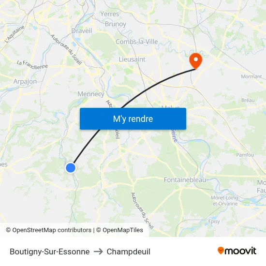 Boutigny-Sur-Essonne to Champdeuil map