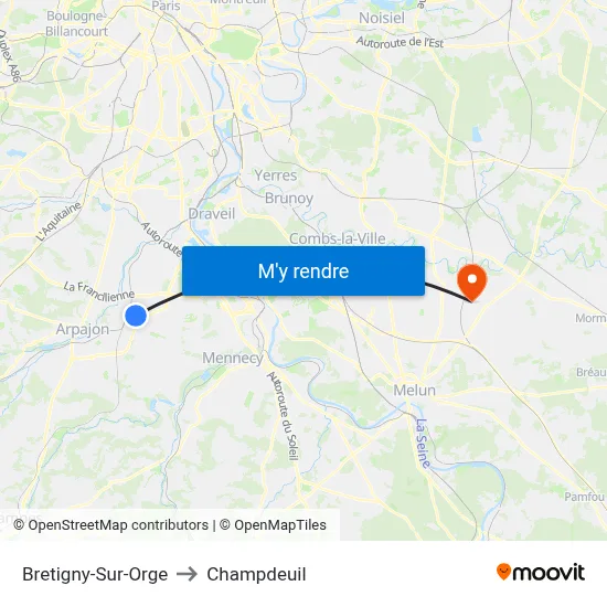 Bretigny-Sur-Orge to Champdeuil map