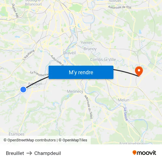 Breuillet to Champdeuil map