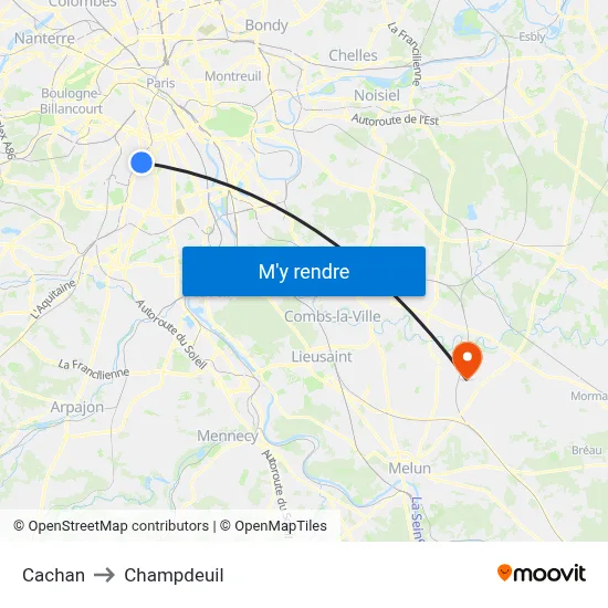 Cachan to Champdeuil map