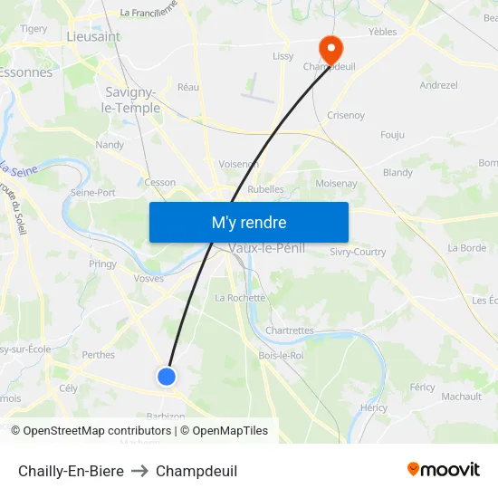 Chailly-En-Biere to Champdeuil map