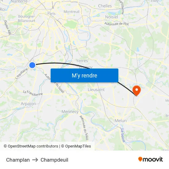 Champlan to Champdeuil map
