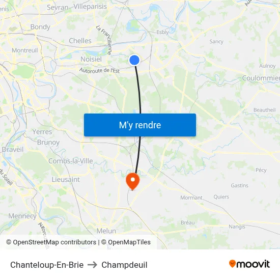 Chanteloup-En-Brie to Champdeuil map