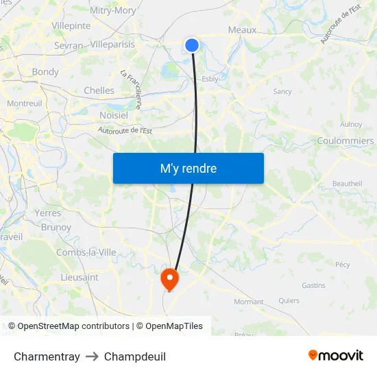 Charmentray to Champdeuil map