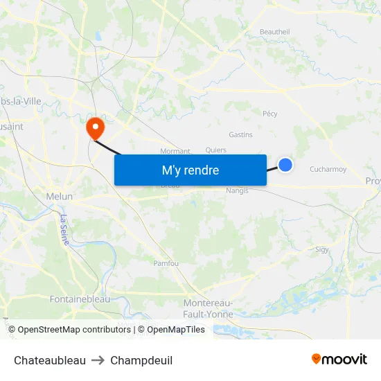 Chateaubleau to Champdeuil map