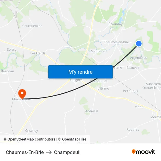 Chaumes-En-Brie to Champdeuil map