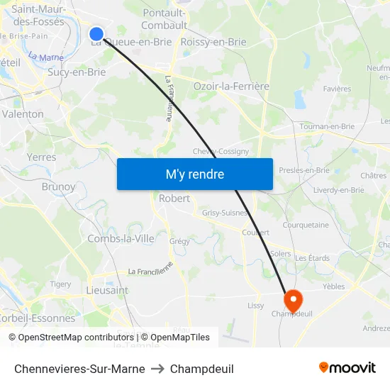 Chennevieres-Sur-Marne to Champdeuil map