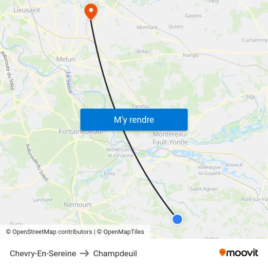 Chevry-En-Sereine to Champdeuil map