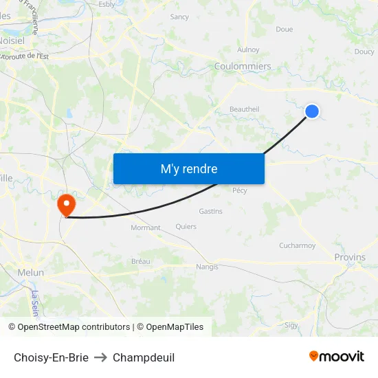 Choisy-En-Brie to Champdeuil map