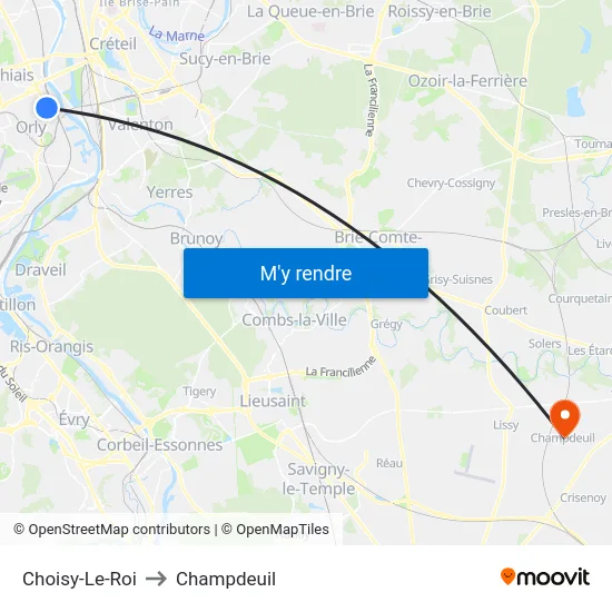 Choisy-Le-Roi to Champdeuil map