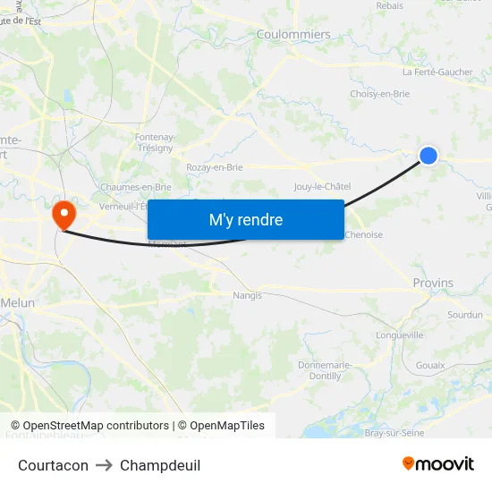 Courtacon to Champdeuil map