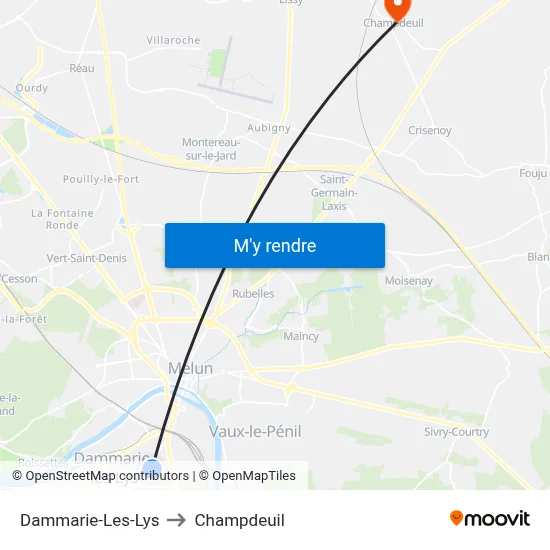 Dammarie-Les-Lys to Champdeuil map