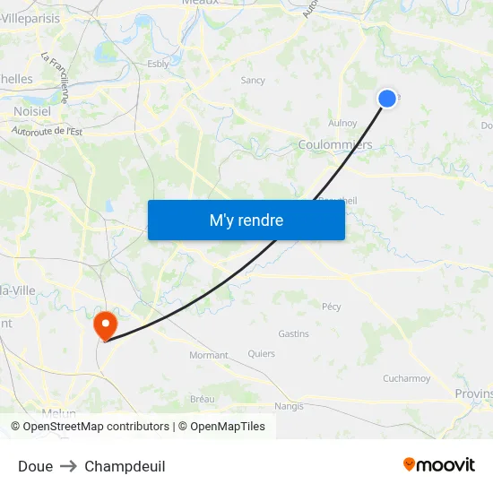 Doue to Champdeuil map