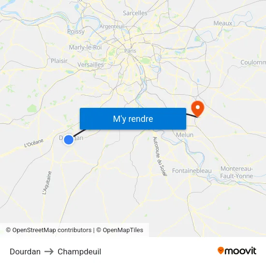 Dourdan to Champdeuil map