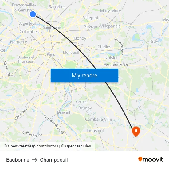 Eaubonne to Champdeuil map