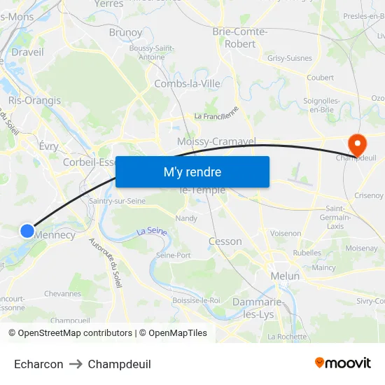 Echarcon to Champdeuil map