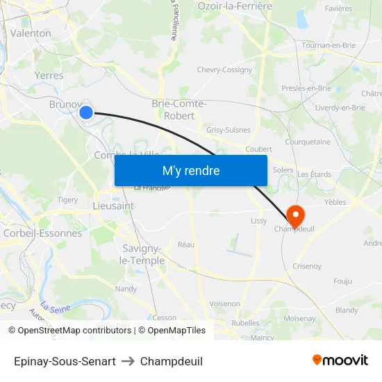 Epinay-Sous-Senart to Champdeuil map