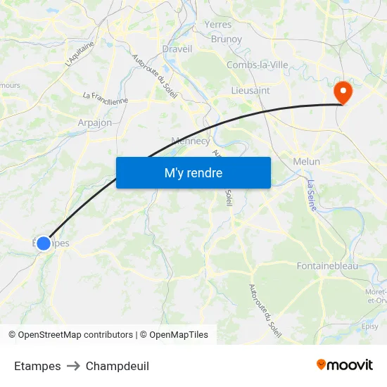 Etampes to Champdeuil map