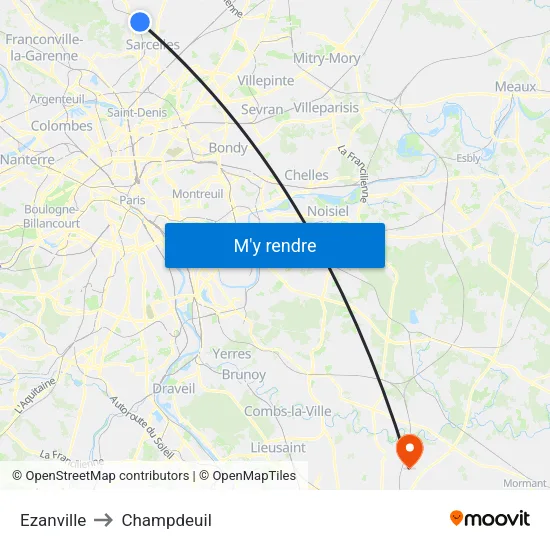 Ezanville to Champdeuil map