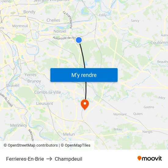 Ferrieres-En-Brie to Champdeuil map